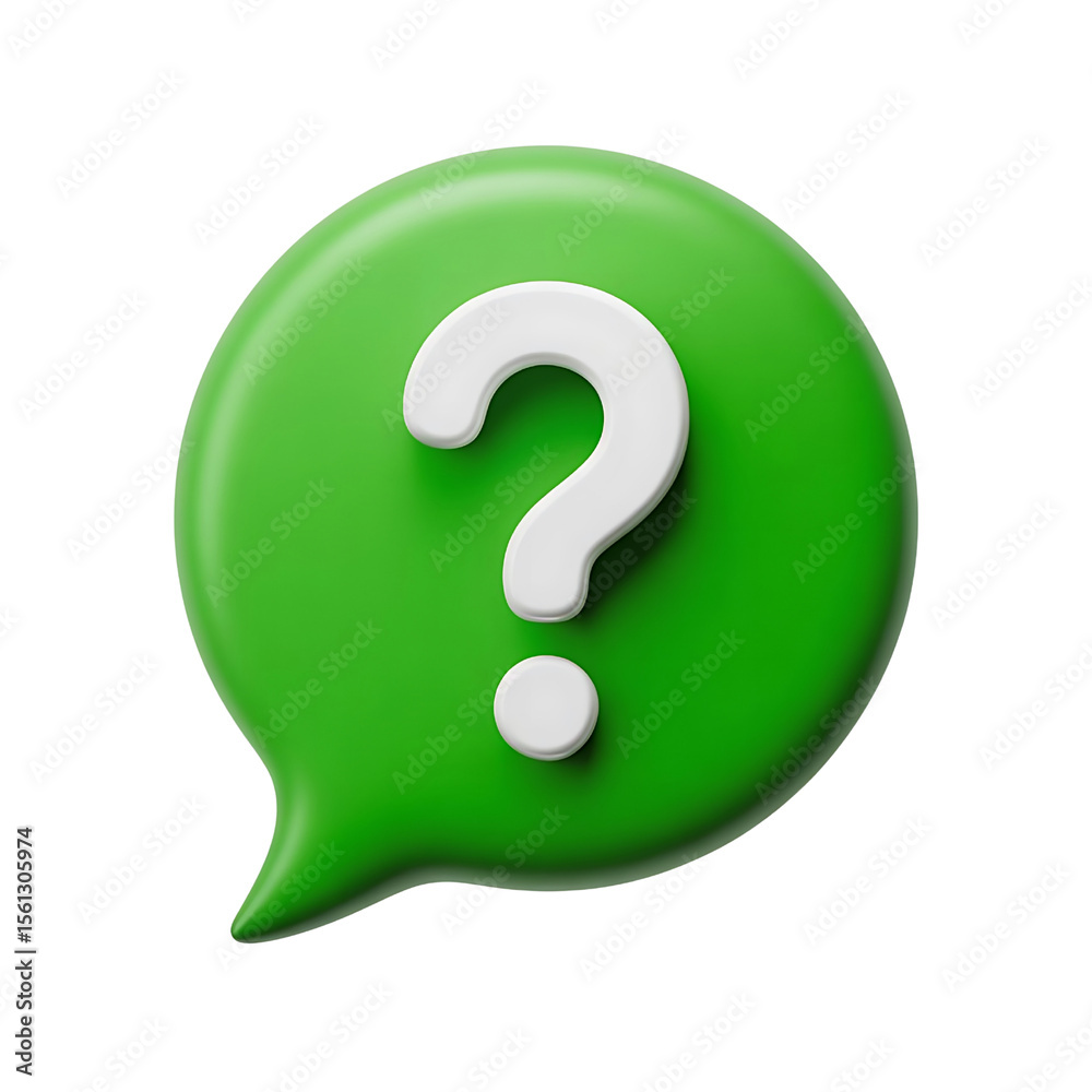 Green speech bubble with a white question mark isolated on transparent background Green speech bubble with a white question mark isolated on transparent background