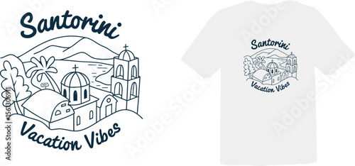 Santorini "Vacation Vibes" Greece T-Shirt Design Vector