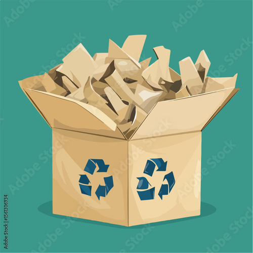 Recycle Paper Box Flat Vector Illustration