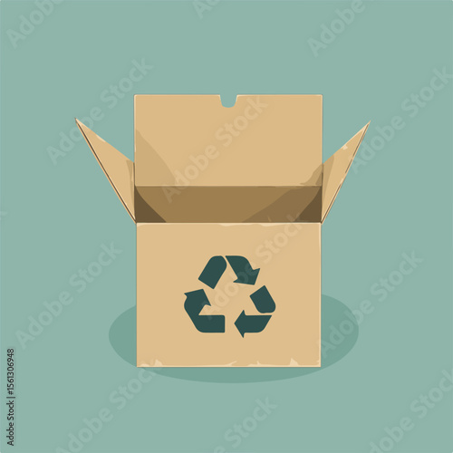 Recycle Paper Box Flat Vector Illustration for Eco-Friendly Concepts