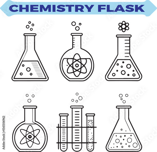Chemistry Flask Line Art Vector Icon Illustration with Editable Stroke. Ideal for website marketing, logos, apps, templates, and more.