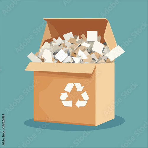 Recyclable Waste Paper Box Vector Illustration