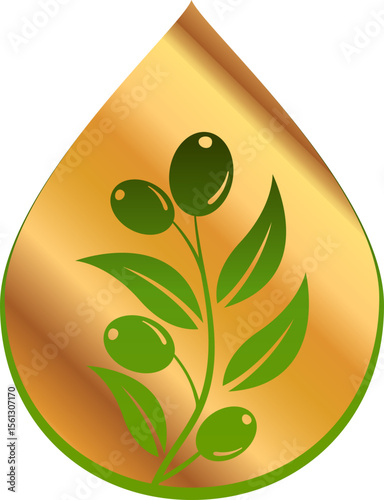 Golden Olive Oil Drop Logo Natural & Organic Product Branding