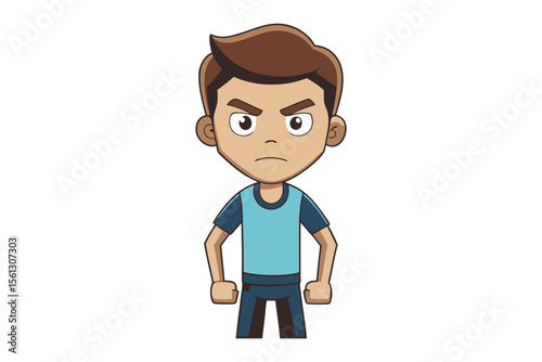 Angry Boy Illustration: A cartoon boy standing with an angry facial expression.