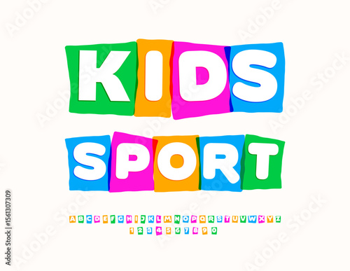 Vector colorful flyer Sport Fest. Bright Kids Font. Creative Alphabet Letters and Numbers set