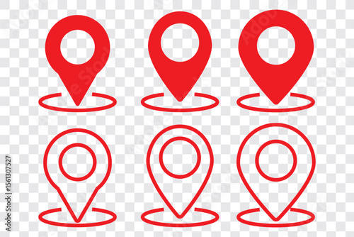 Location marker, map pin icon set. Flat icon set of location and map pins. Map pin place marker. Location pointer icon symbol in flat style. Position symbol. Point illustration sign collection
