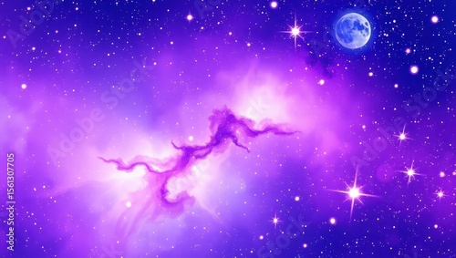 Stylized cosmic wallpaper showing a surreal galaxy with watercolor-style nebula, glowing stars, and a dreamy color palette of purples, blues, and pinks. Artistic brush texture, fantasy mood, no hard e