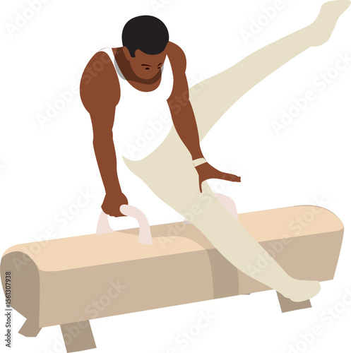 Artistic Gymnastics Male Gymnast on Pommel Horse