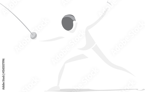 Dynamic Fencing Pose Action-Oriented Illustration of a Fencer in Motion