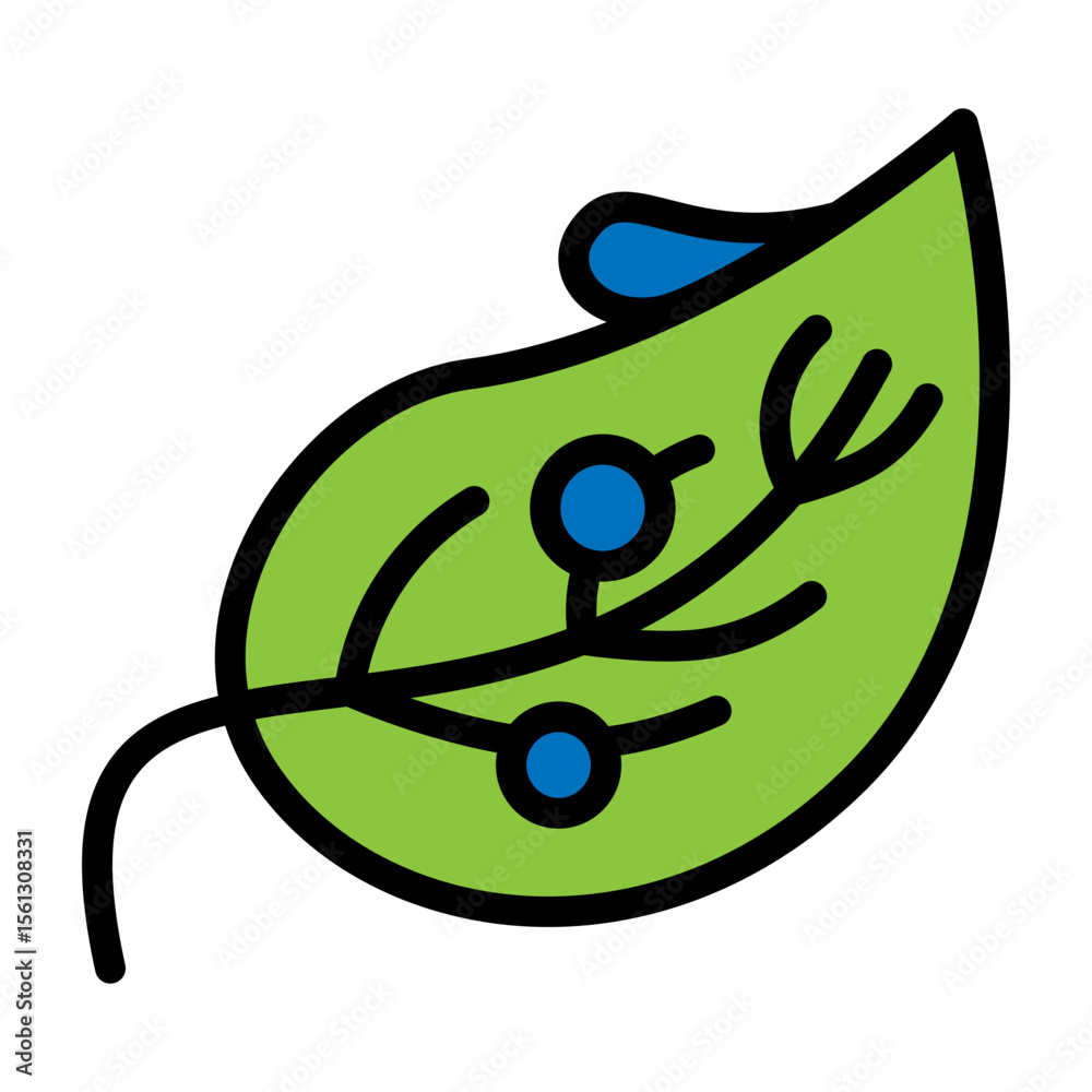 Obraz premium Raindrops on Leaf Vector Filled Icon Design