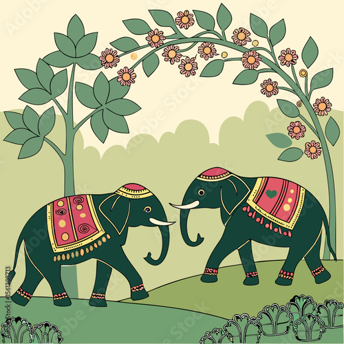two elephants in a forest