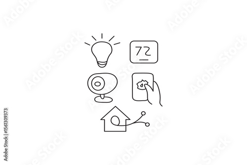 Hand-drawn vector illustration of human figures forming a social network concept with business idea light bulb icons