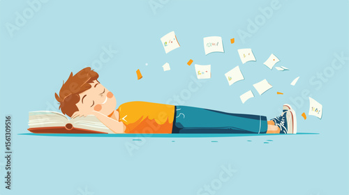 Professional Boy Lying with Dyslexia Flat Vector Illustration
