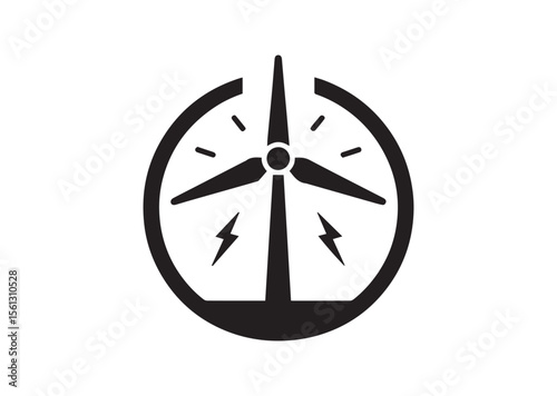 Minimalist Wind Power Silhouette Vector