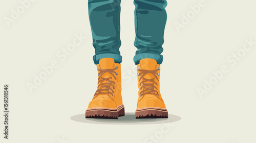 Young Boy in Boots: Isolated Flat Vector Illustration