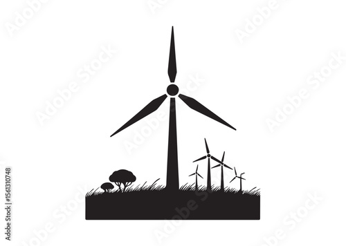 Minimalist Wind Power Silhouette Vector