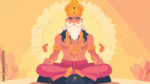 Brahma Creation God Hinduism Religion Flat Image