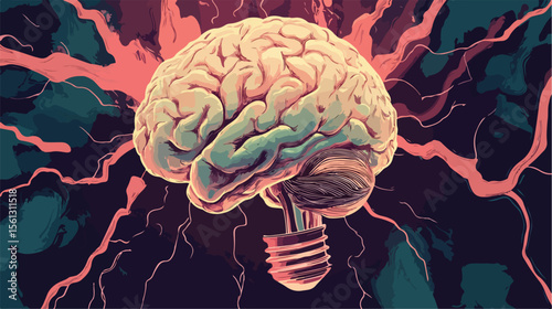 Creative Brainstorming with Light Bulb, Vector Illustration Design