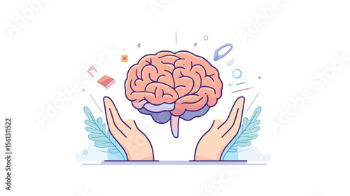 Creative Brainstorming Mind Icon - Flat Vector Illustration