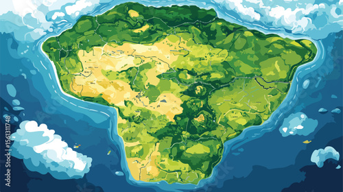 Detailed Brazil Map Illustration in Flat Vector Style