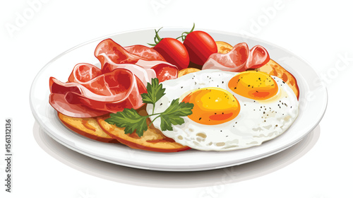 Fresh Food Breakfast Concept Flat Vector Illustration
