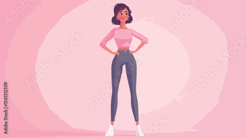 Breast Cancer Awareness Month Woman Cartoon Illustration