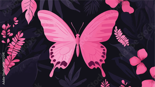 Breast Cancer Awareness Ribbon Pink Butterfly