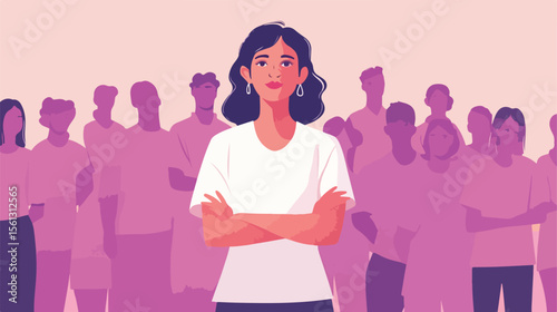 Breast Cancer Awareness Month Woman Vector Illustration