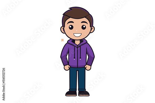 Cartoon Portrait of a Friendly Person: A charming cartoon character, dressed in casual attire and wearing a friendly smile, embodies approachability and warmth. 