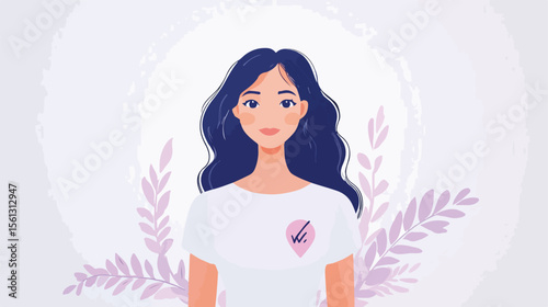 Breast Cancer Awareness Woman Flat Character Illustration