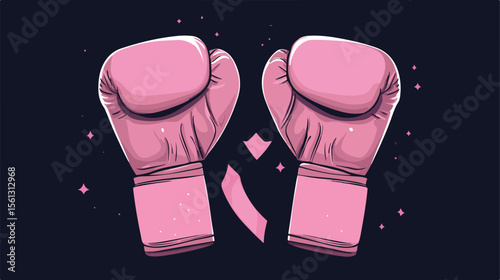 Breast Cancer Awareness Boxing Gloves Vector Illustration