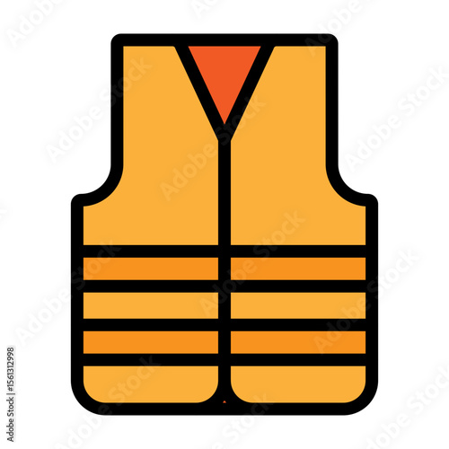 High Visibility Vest  Vector Filled Icon Design