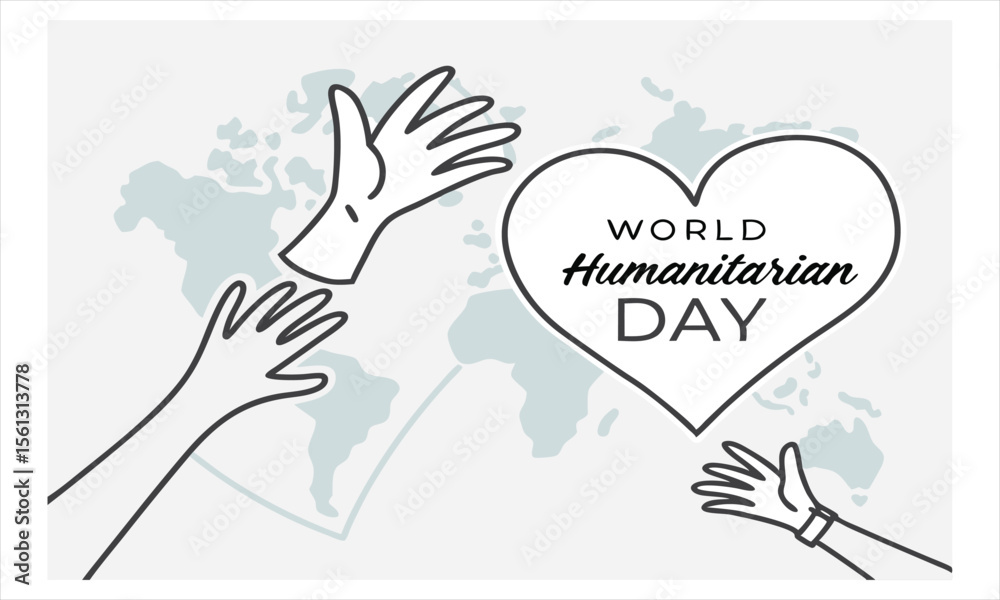 Obraz premium World Humanitarian Day illustration with a person helping the globe inside a heart shape