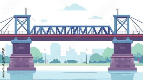 Modern Urban Infrastructure Bridge Flat Vector Illustration