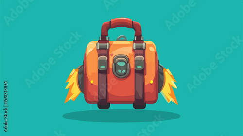 Futuristic Briefcase with Jetpack Mascot Cartoon Vector Illustration
