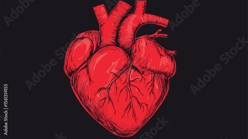 Vibrant Red Heart Flat Vector Illustration