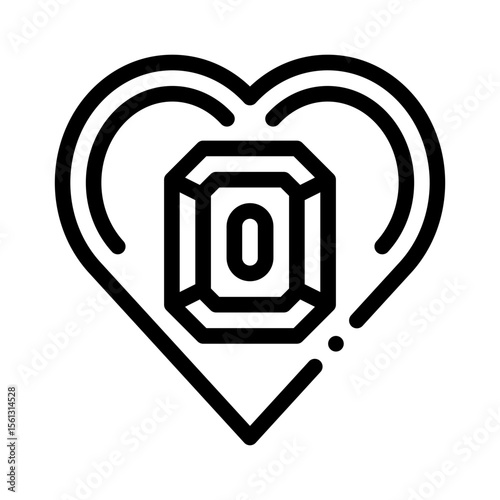 gemstone heart line icon