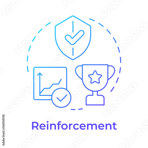 Reinforcement blue gradient concept icon. Making transformation stick and embedded. ADKAR model. Business strategy. Round shape line illustration. Abstract idea. Graphic design. Easy to use