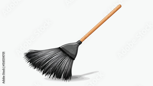 Long Wooden Handle Broom Cleaning Tool Vector