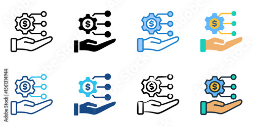 Financial literacy icon set multiple style collection 
