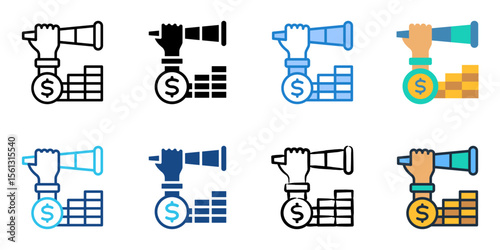Financial forecasting icon set multiple style collection 

