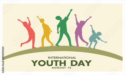 Happy international youth day celebration with children and balloons