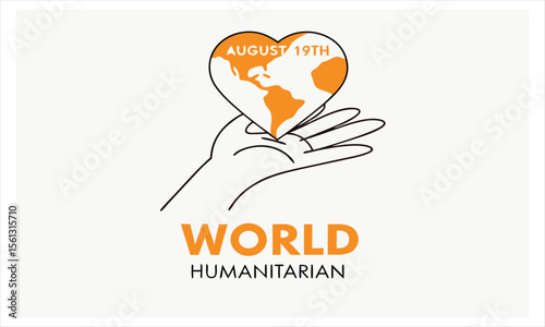 World humanitarian day illustration with a heart held in cupped hands