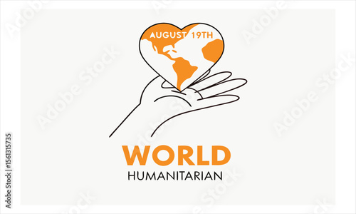World humanitarian day illustration with a heart held in cupped hands