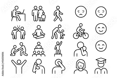 Modern Line Human Activity & Emotion Icons