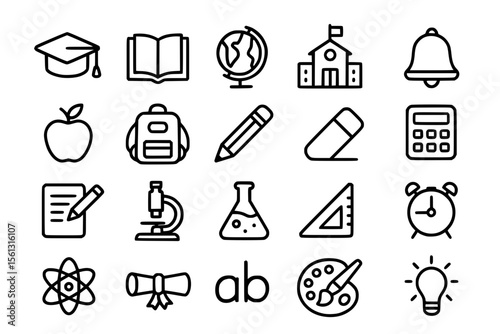 Modern Line Education & Learning Icons Set