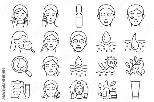 Line Art Skincare & Beauty Routine Icons
