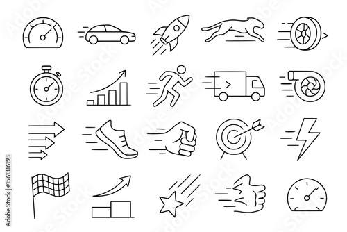 Minimal Line Speed & Performance Icons Set