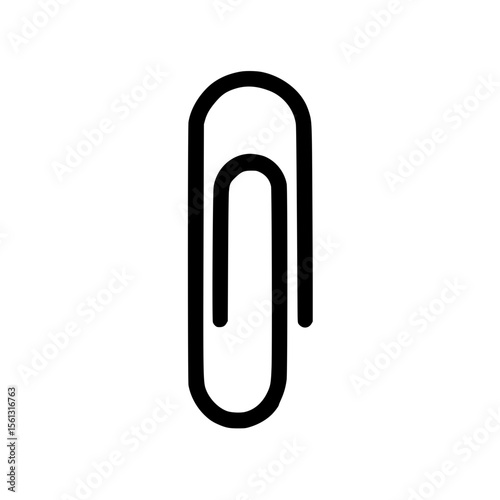 Black paperclip icon in minimalist design on white background  