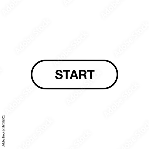 Start button in minimalist style with black outline on white background  